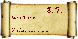 Baka Timur névjegykártya